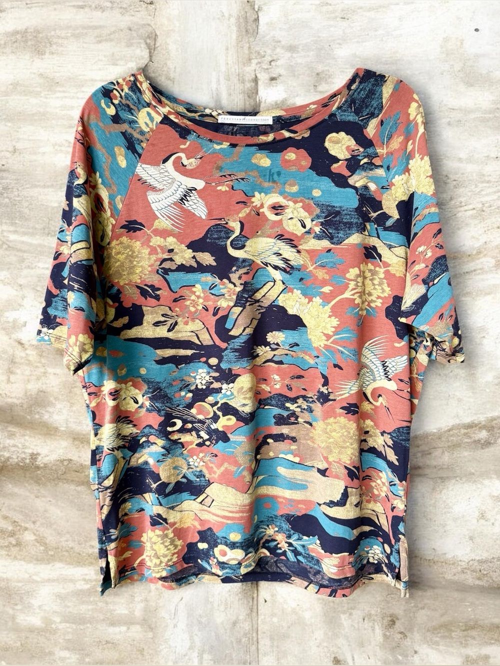 Peruvian Connection Tea Garden Pima Cotton Shirt Ultra Soft Asian-Inspired XS/S